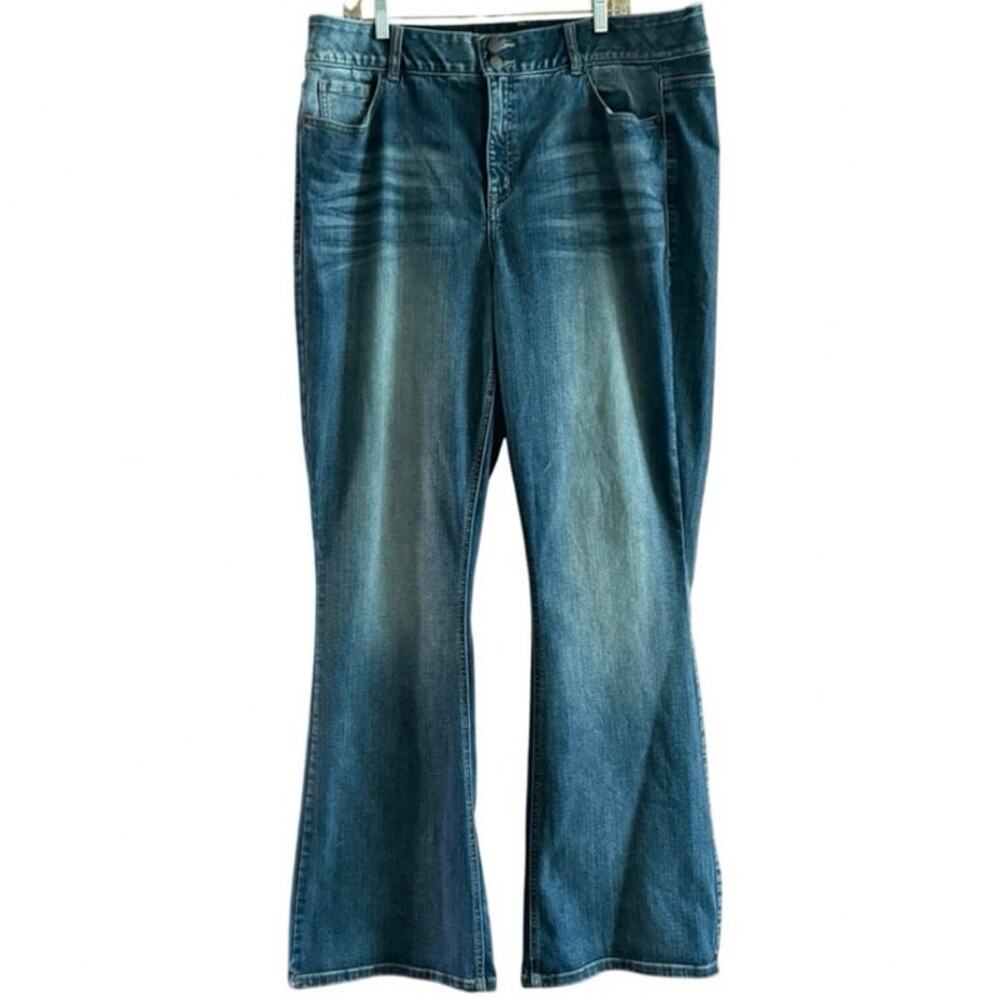 Lane Bryant high rise bootcut Tummy Tech jeans medium wash flare denim 20 long